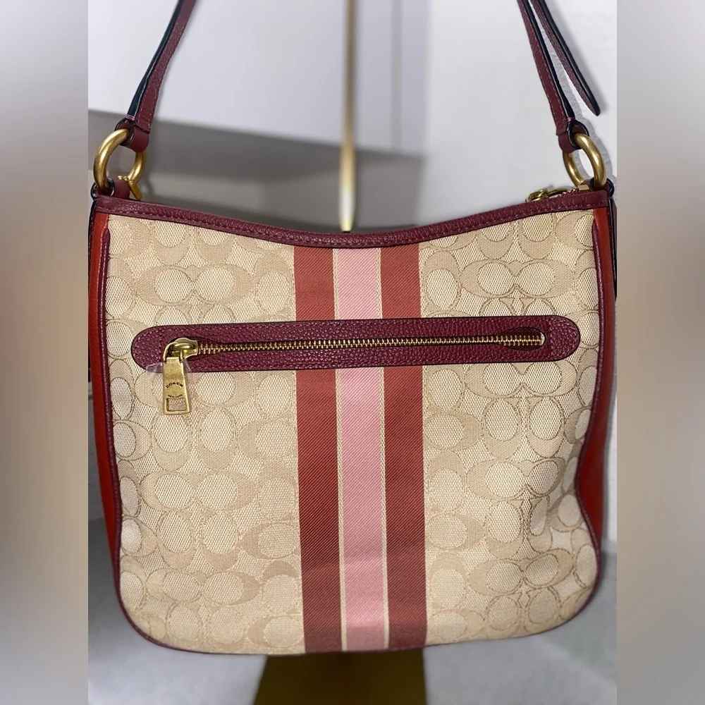 Coach Signature Jacquard Horse Carriage Chaise Convertible Bag EUC